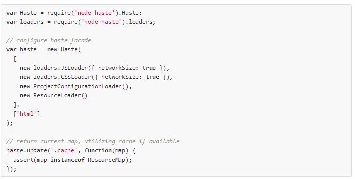 Haste System sample code for loading js, css dependencies