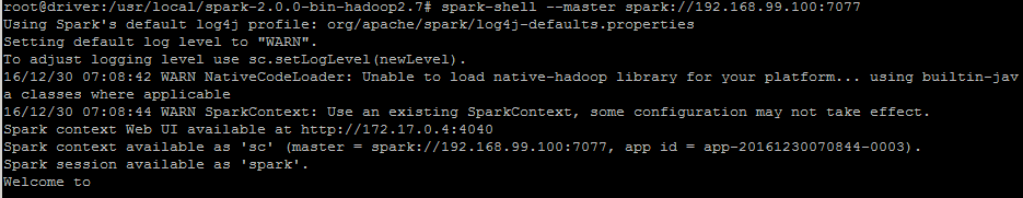 Starting Spark Shell Program within Docker Container