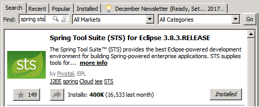 Download Spring STS from Eclipse Marketplace