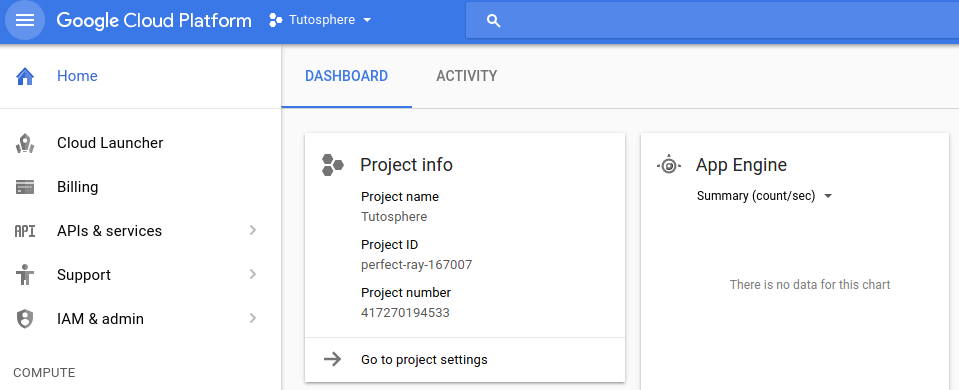 Google Cloud Console Dashboard