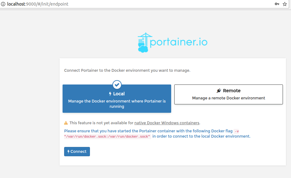Figure 2. Connect Portainer with Docker Environment