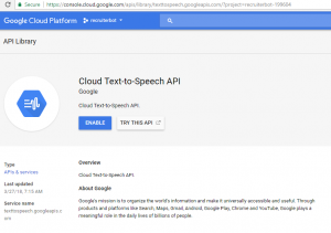 Enable Google Cloud Text-to-Speech Service