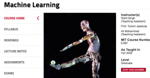 MIT Opencourseware Machine Learning