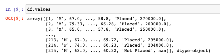 Python Pandas Dataframe Vs Numpy Array