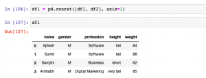 Append columns to the data frame