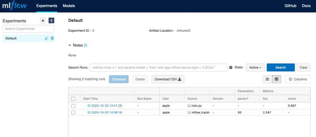 MLFlow UI Application