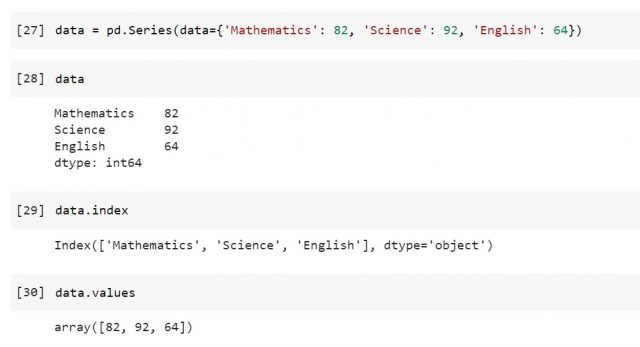 Pandas series with explicitly defined indices - 2