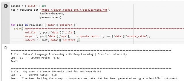 Python code for retrieving the popular posts