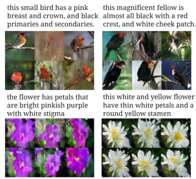 GAN examples - Text to image translation using GAN