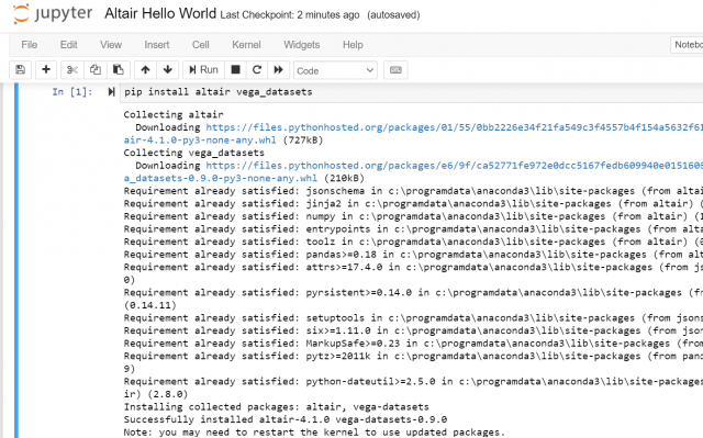 Altair Python Install in Jupyter Notebook