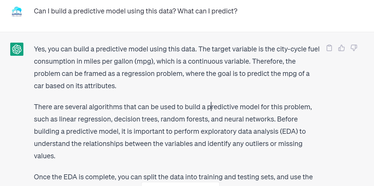 ChatGPT for predictive modeling